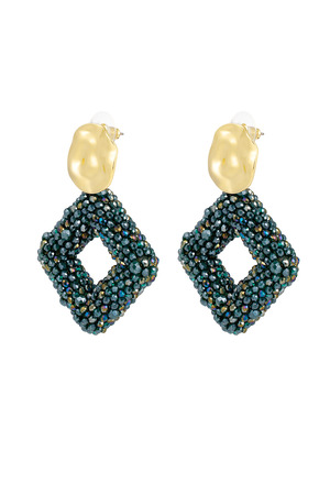 Earring glass beads diamond - dark green h5 