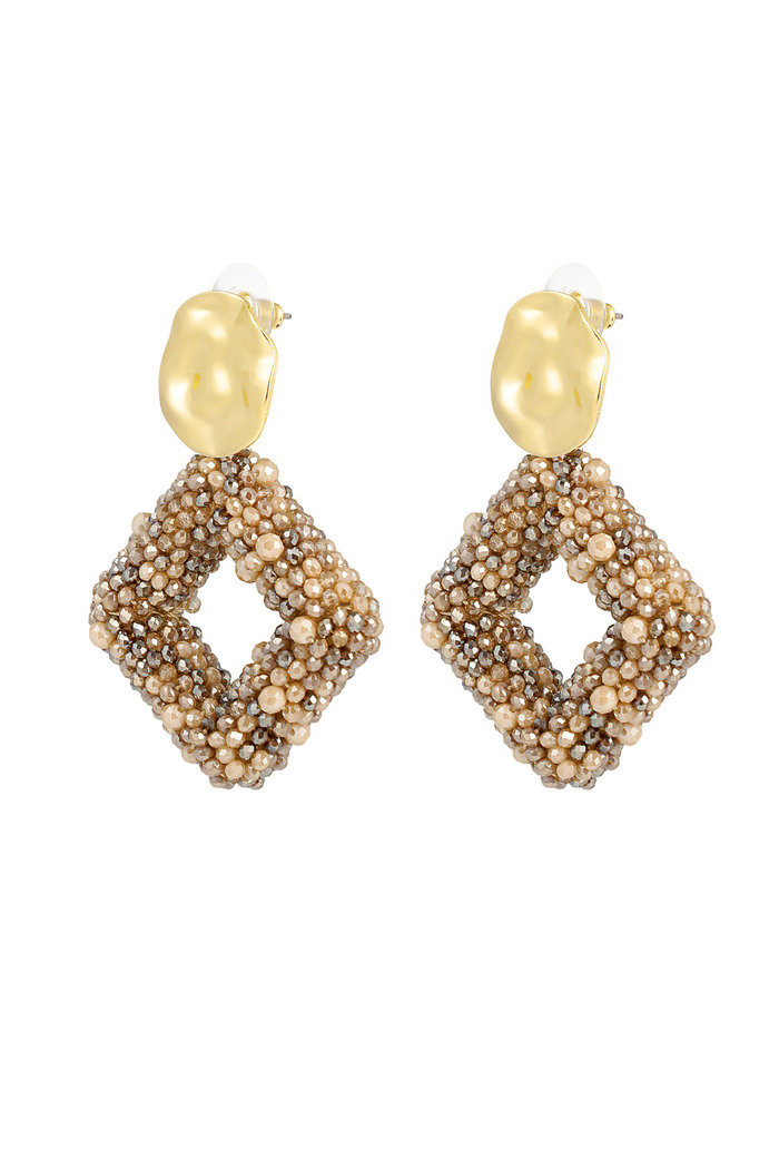 Earring glass beads diamond - brown 