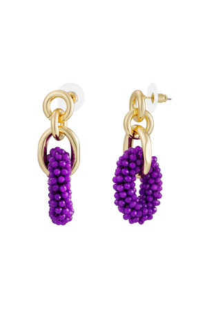 Double earring with beads - purple h5 