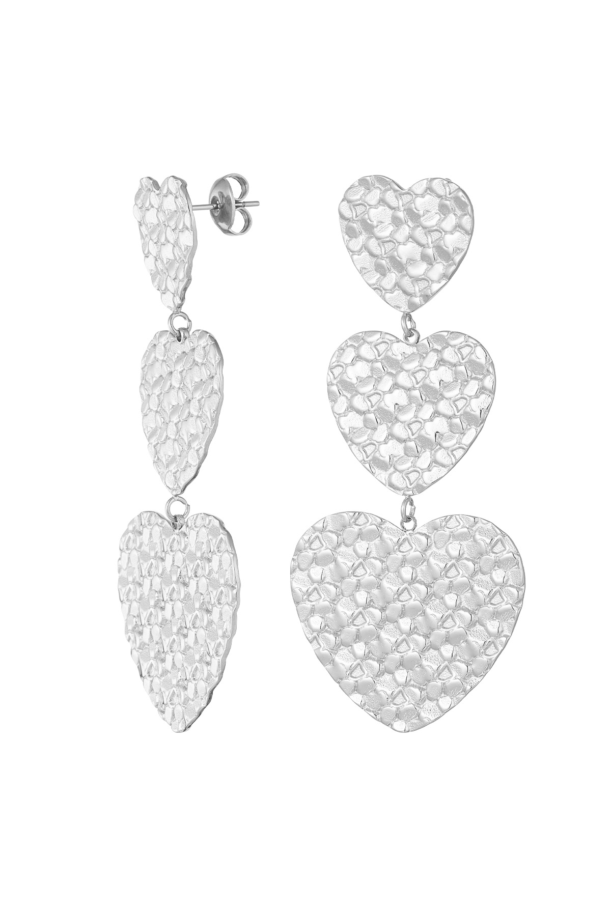 Triple heart earring - silver