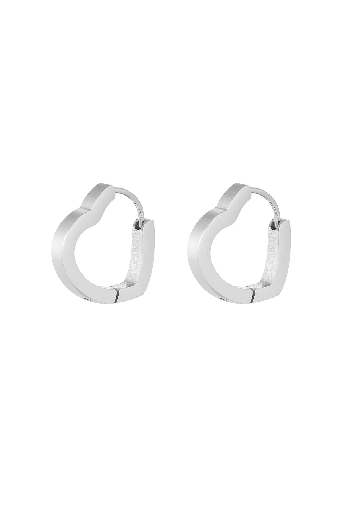 Basic heart earrings large - silver  h5 