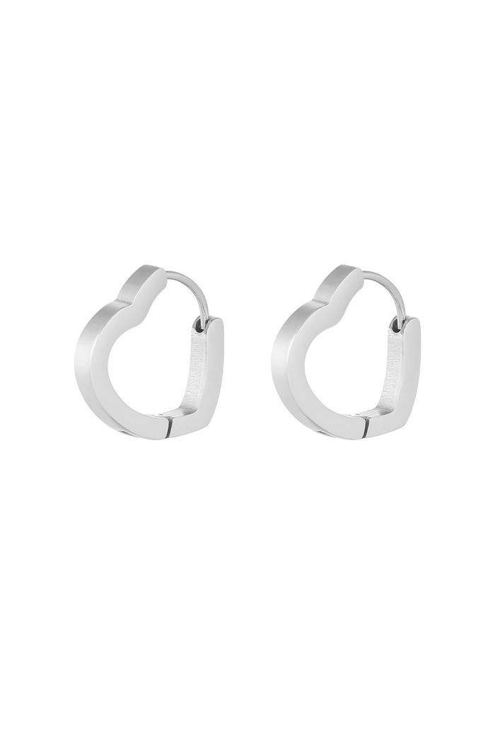 Basic heart earrings large - silver  