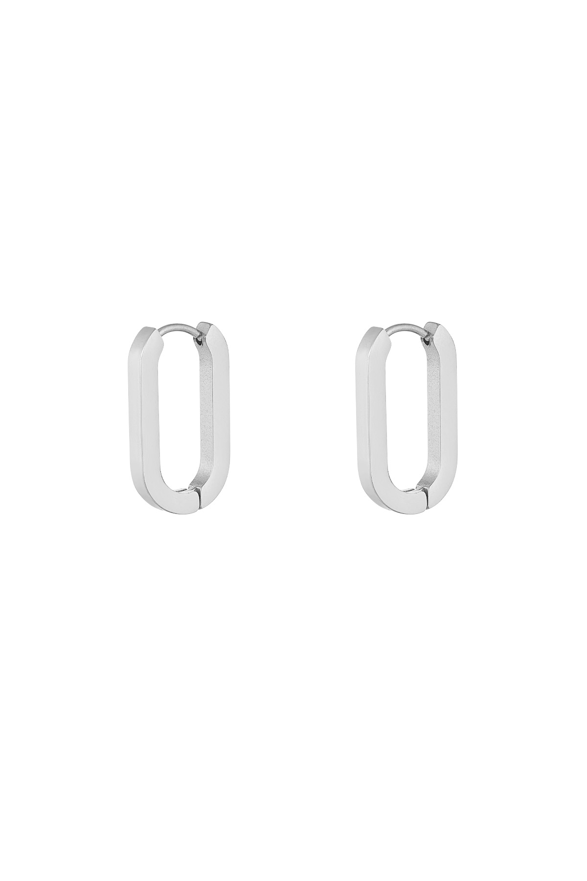 Einfache ovale Ohrringe mittelgroß – Silber