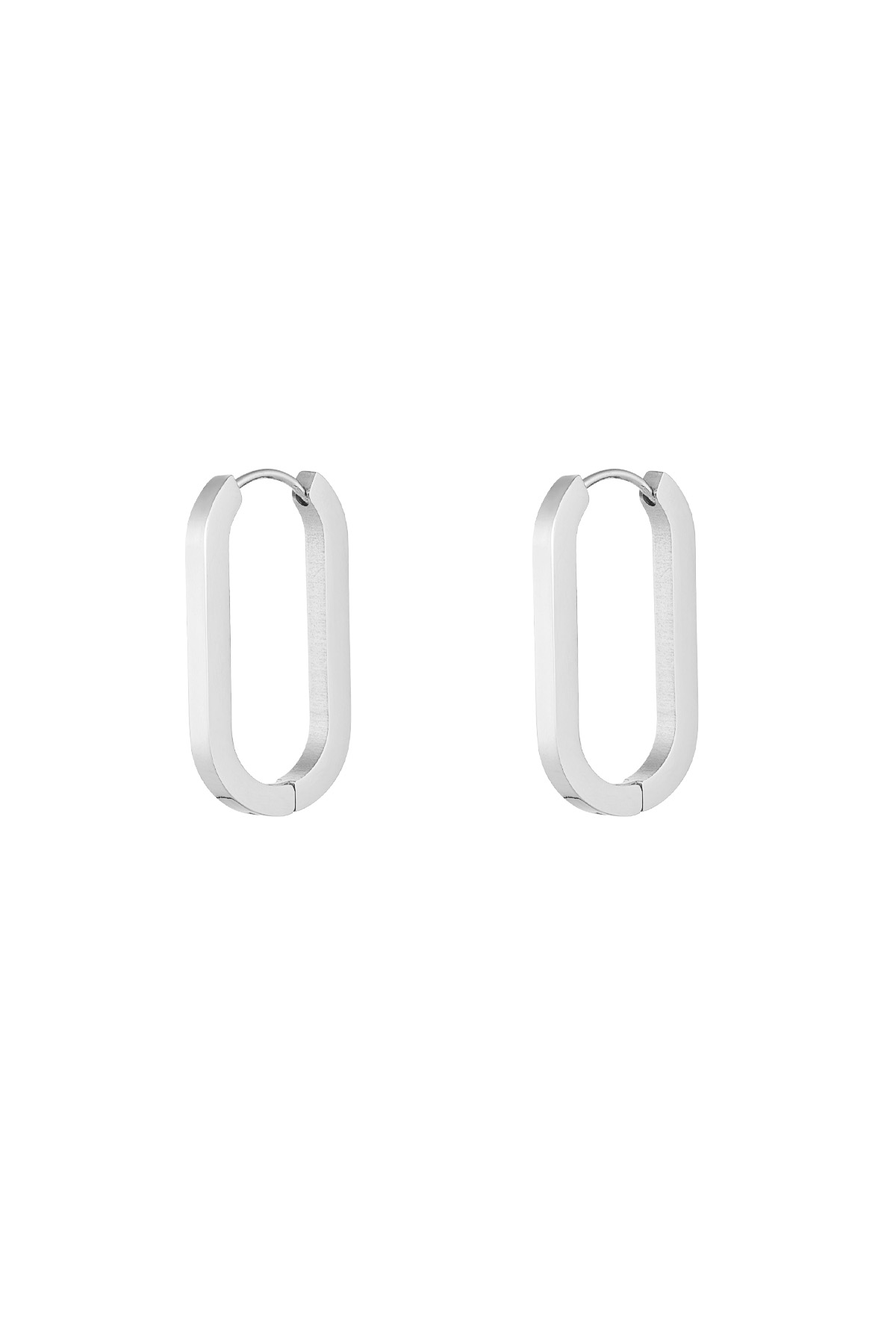 Basic oval earrings large - silver