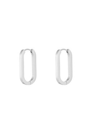 Basic oval earrings large - silver h5 