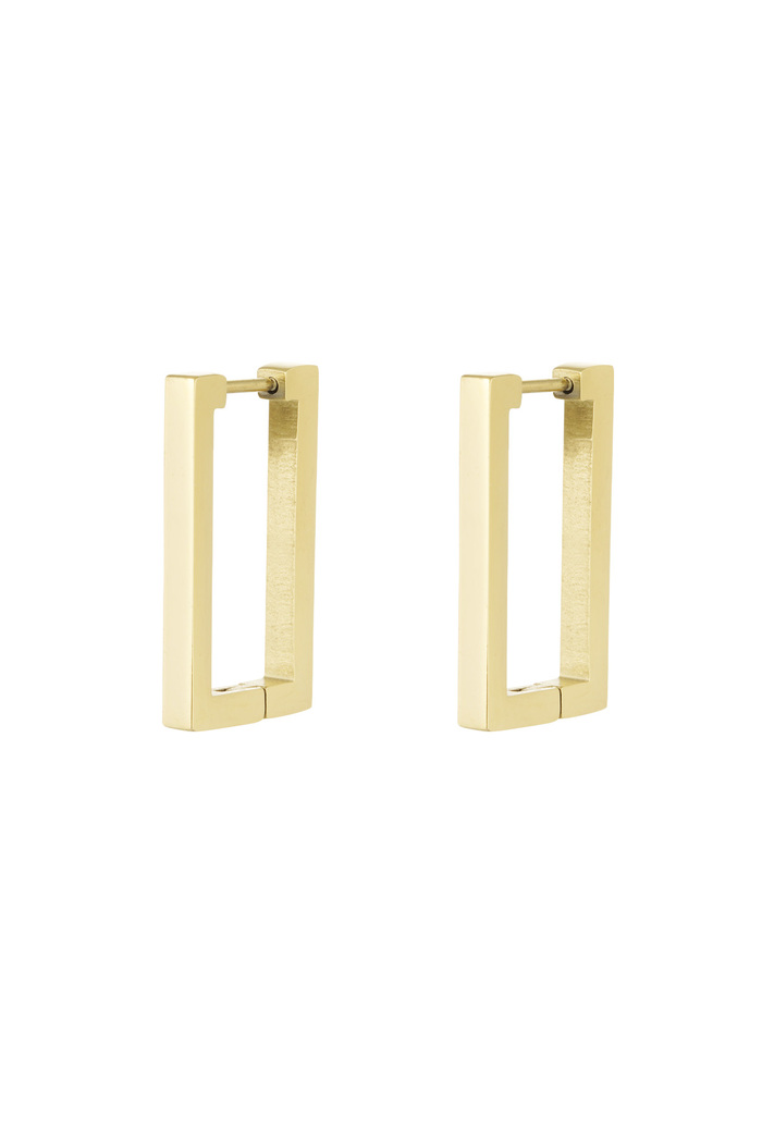 Basic rectangle earrings large - gold  