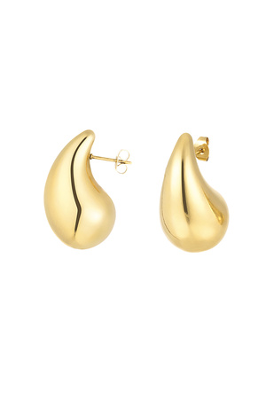 Ohrringe für Damen, dick, gewölbt, Tropfenform, aus Edelstahl, Größe M h5 