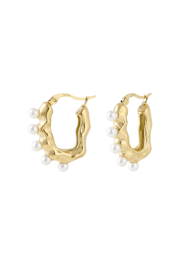 Asymmetrical pearl earring - gold