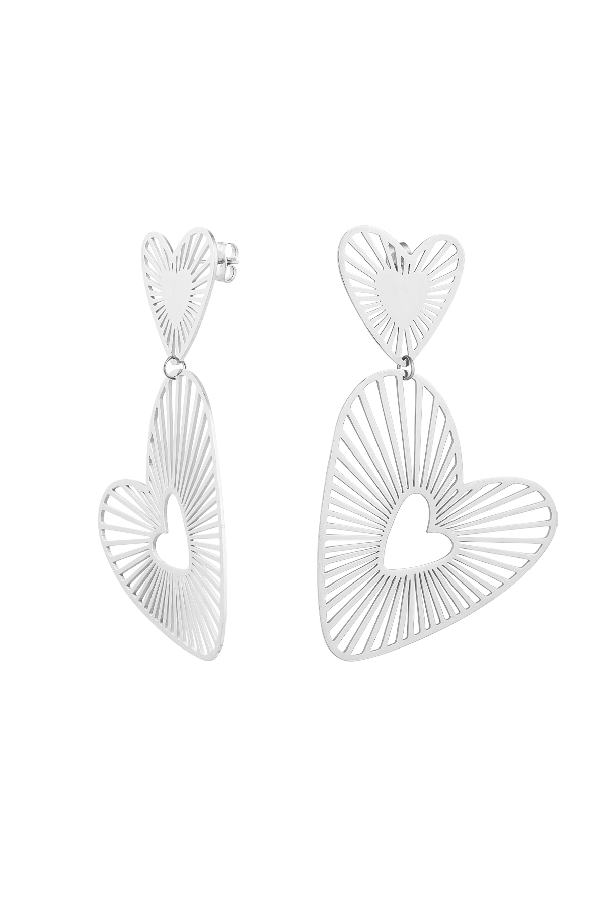 Double heart earrings - silver