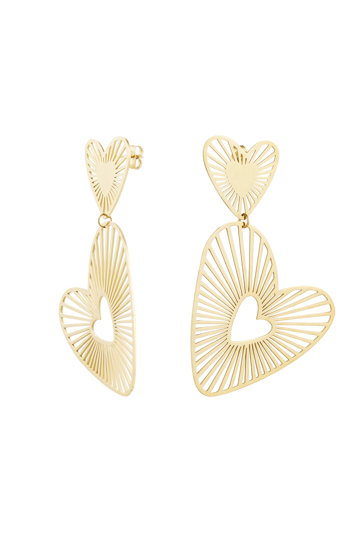Double heart earrings - gold