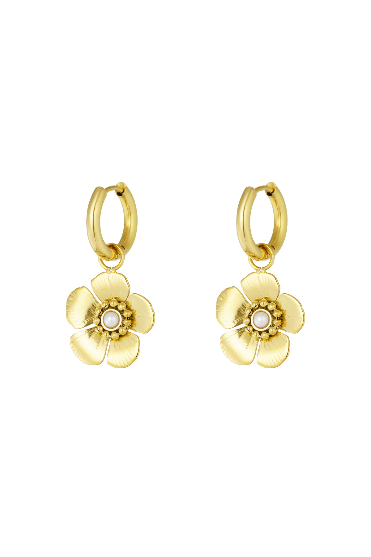 Ohrring mit süßem Blumenanhänger - Gold h5 