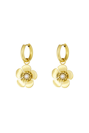 Earring with cute flower pendant - gold h5 