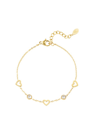 Bracelet with heart and diamond charms - gold h5 