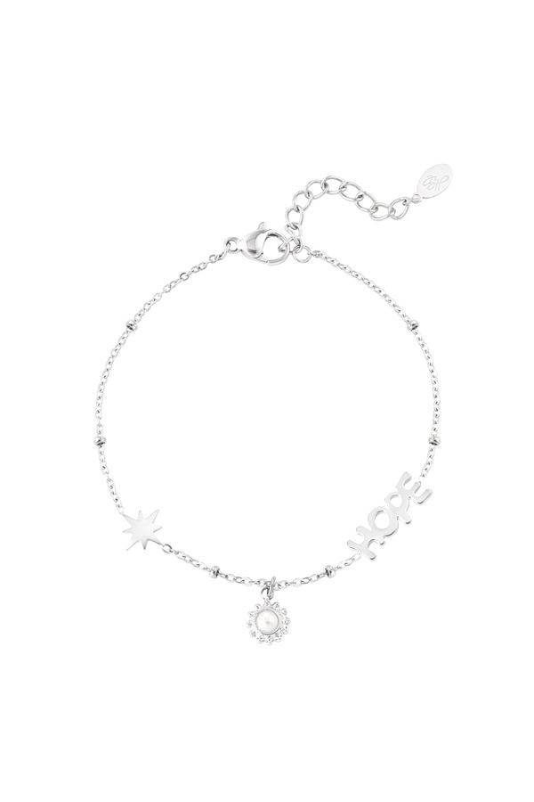 ball bracelet with hope and pendants - silver