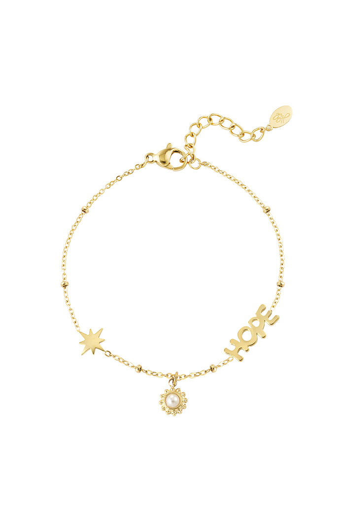 ball bracelet with hope and pendants - gold 