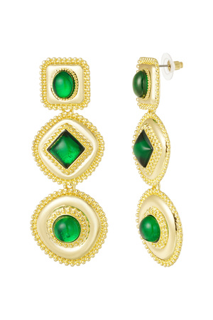 Geometric earrings with stones - green h5 