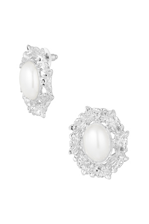 Vintage pearl earring - silver h5 