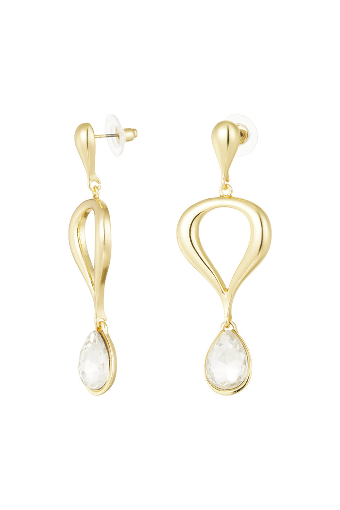 Klassischer Ohrring mit farbigem Anhänger – Weißgold 
