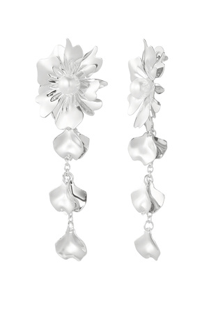 Earrings flower with pearl - silver h5 