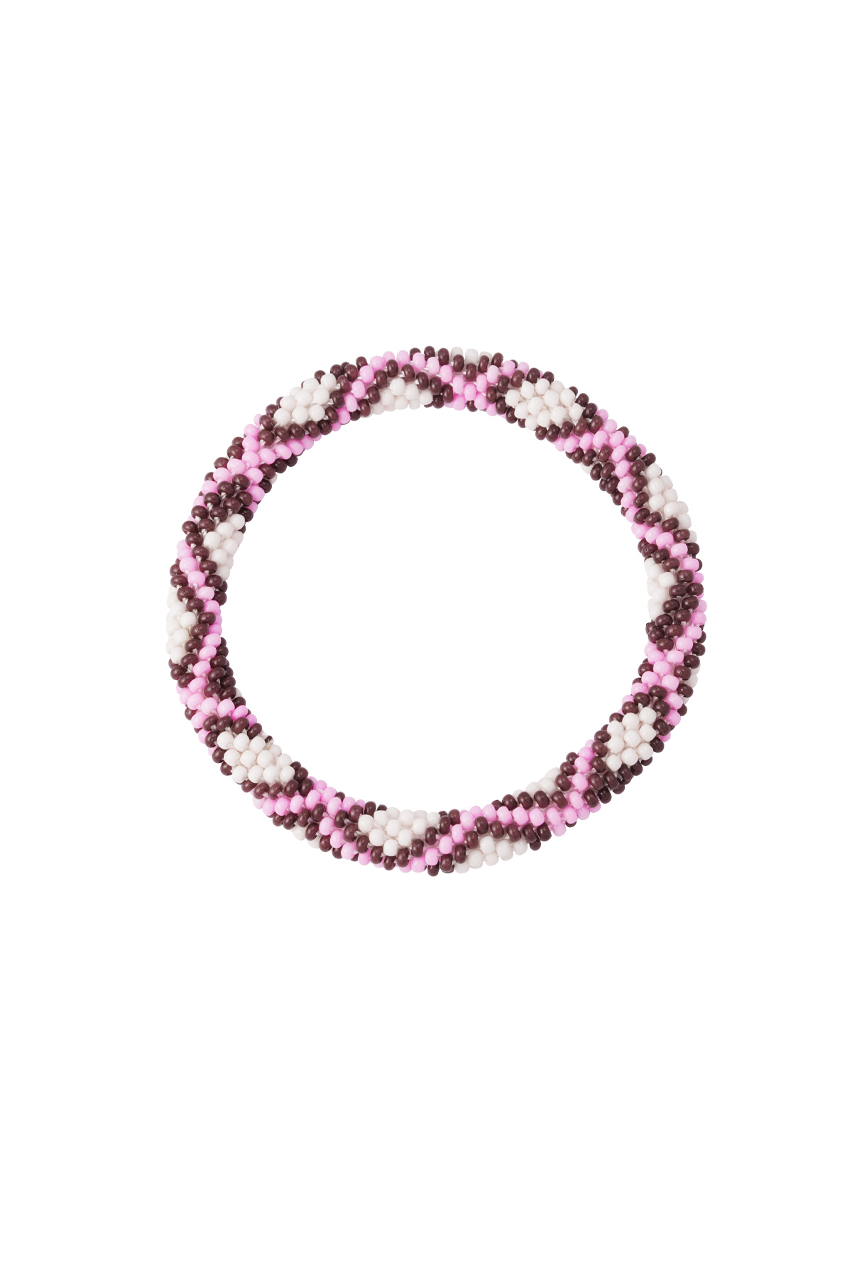 Figurine bracelet en perles - marron/rose