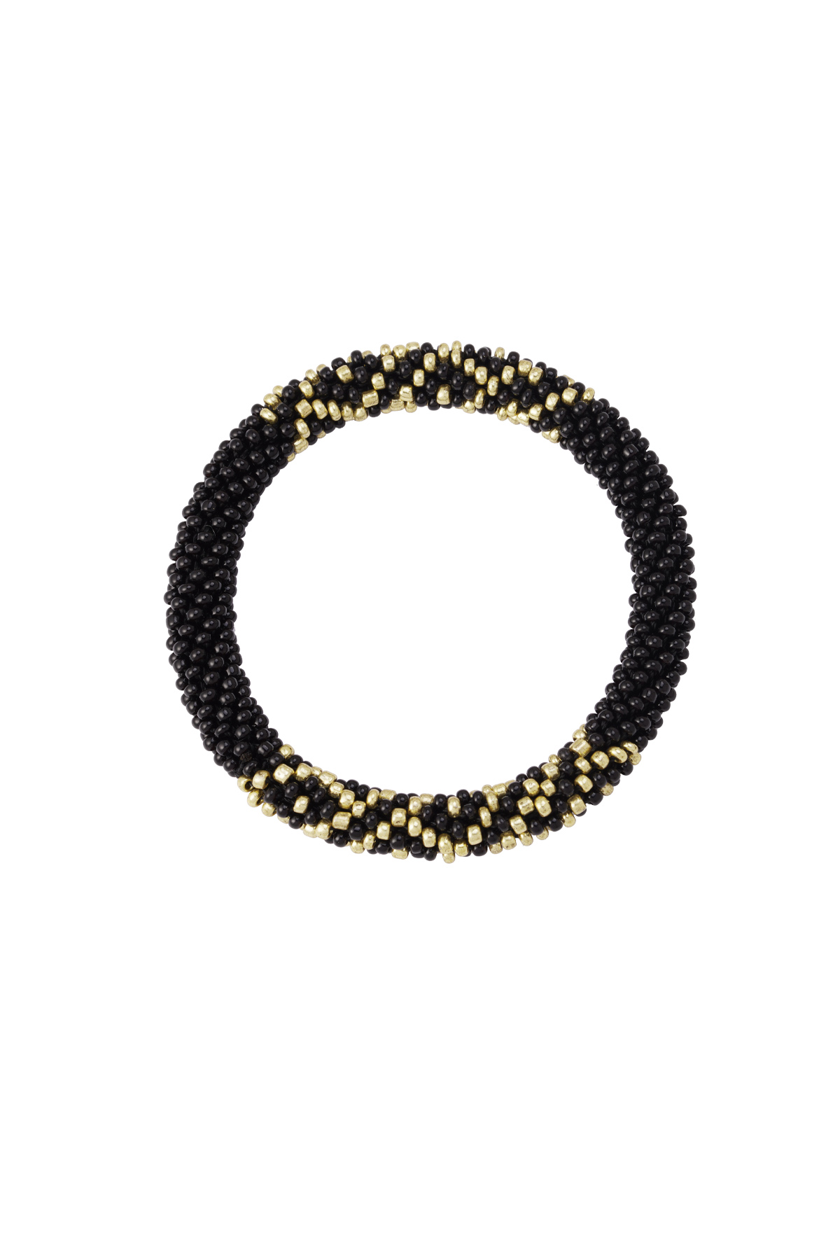 Figura del braccialetto con perline - nera h5 