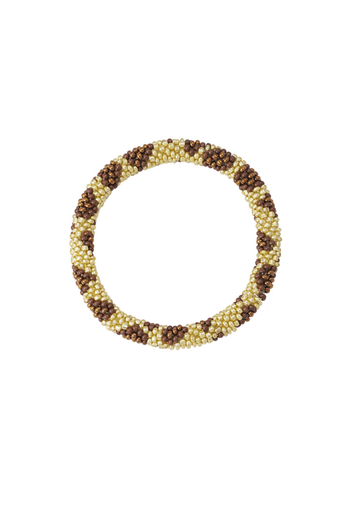 Figurine bracelet en perles - doré/marron 