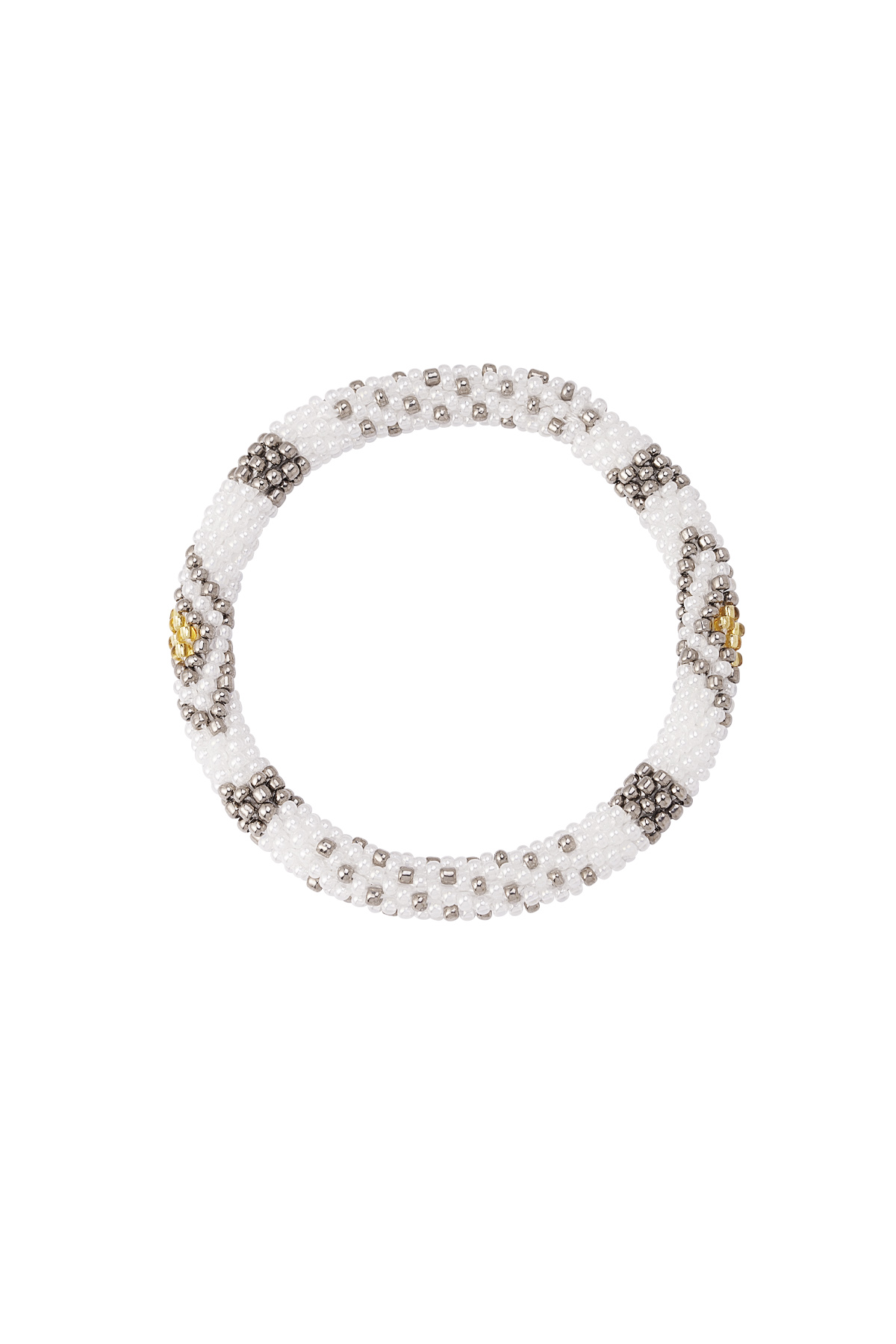 Figurine bracelet en perles - blanc/argent
