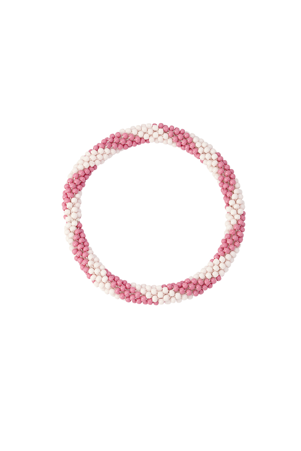 Perlenarmband Figur - rosa/weiß