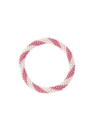 Kralenarmbandje figuur - roze/wit h5 