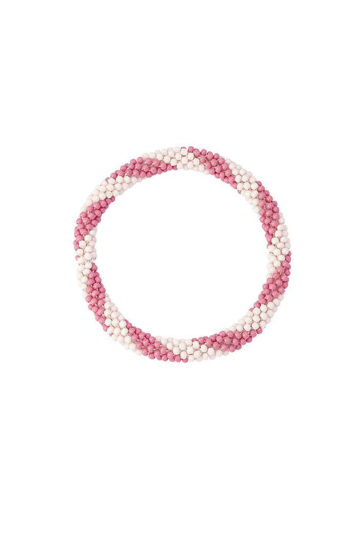 Figurine bracelet en perles - rose/blanc 