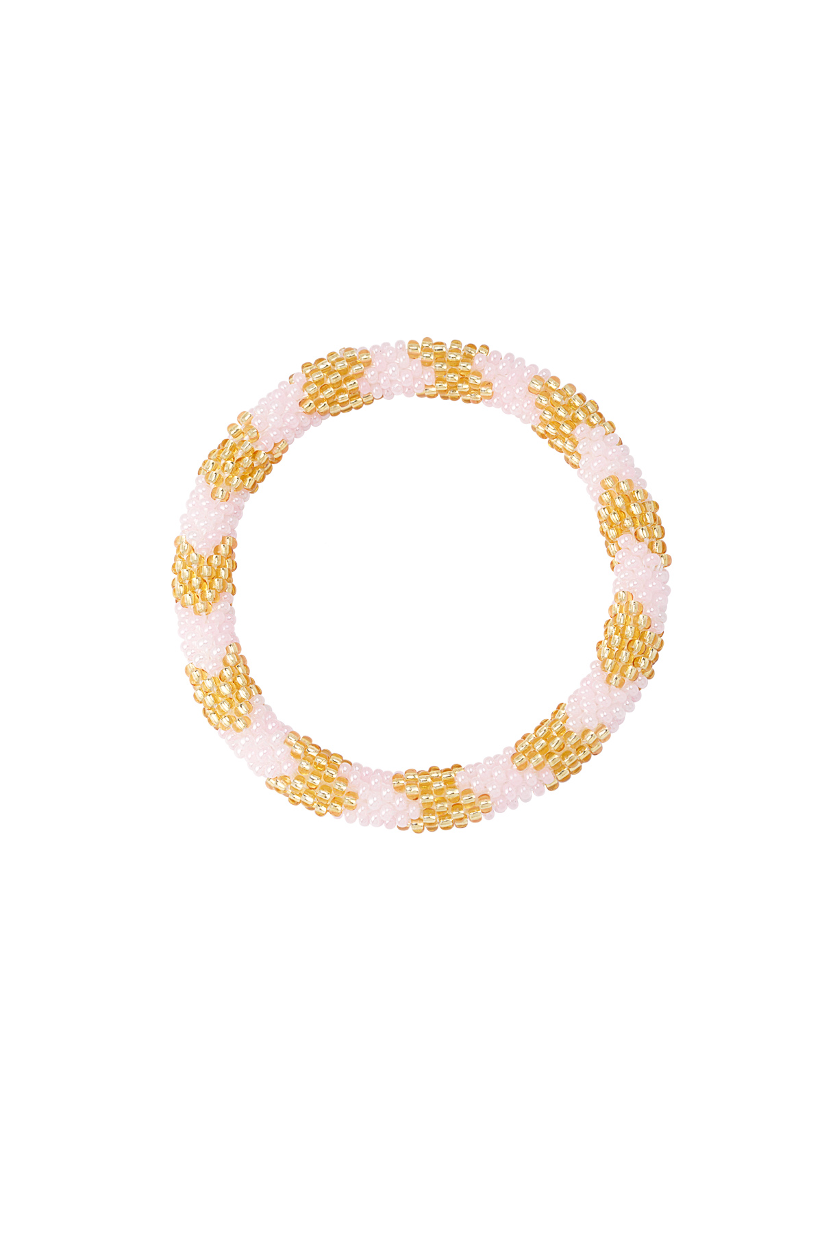 Bead bracelet figure - gold/pink 