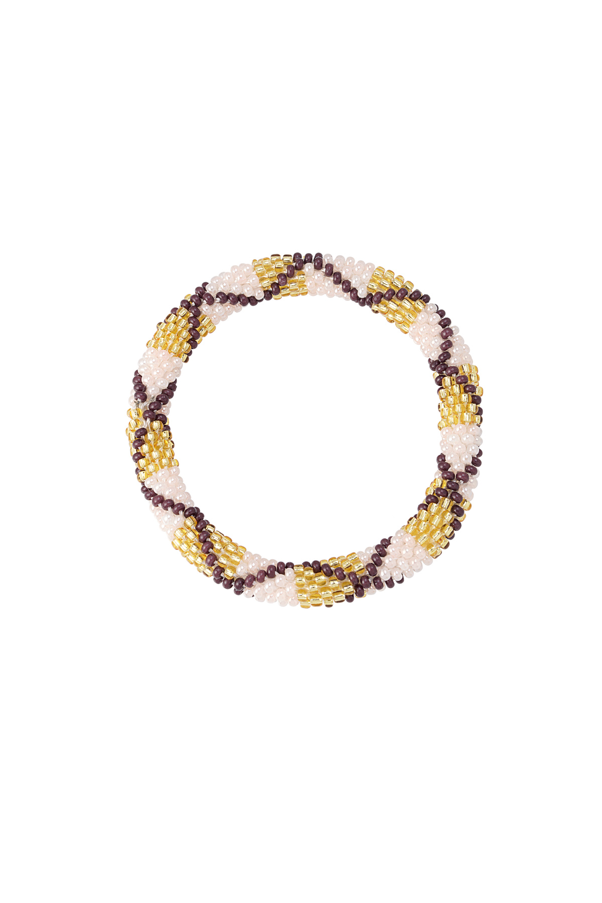 Figurine bracelet en perles - marron/or