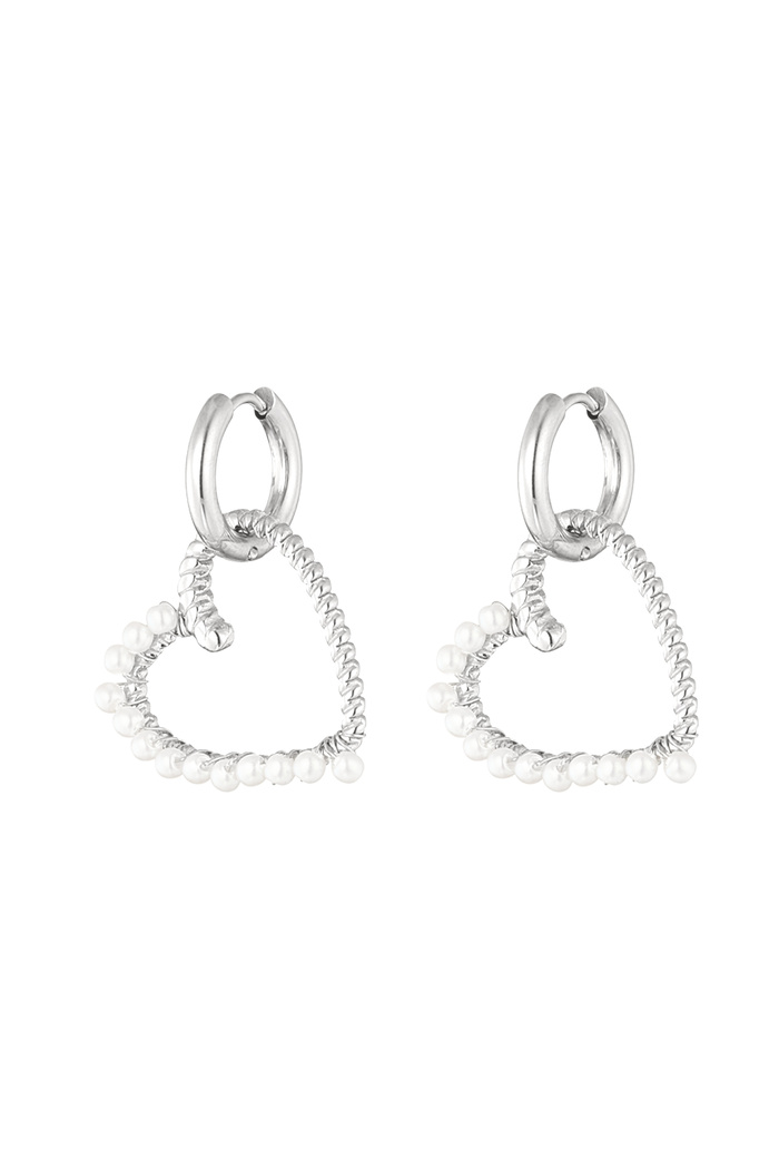 Heart earring with pearl - silver 