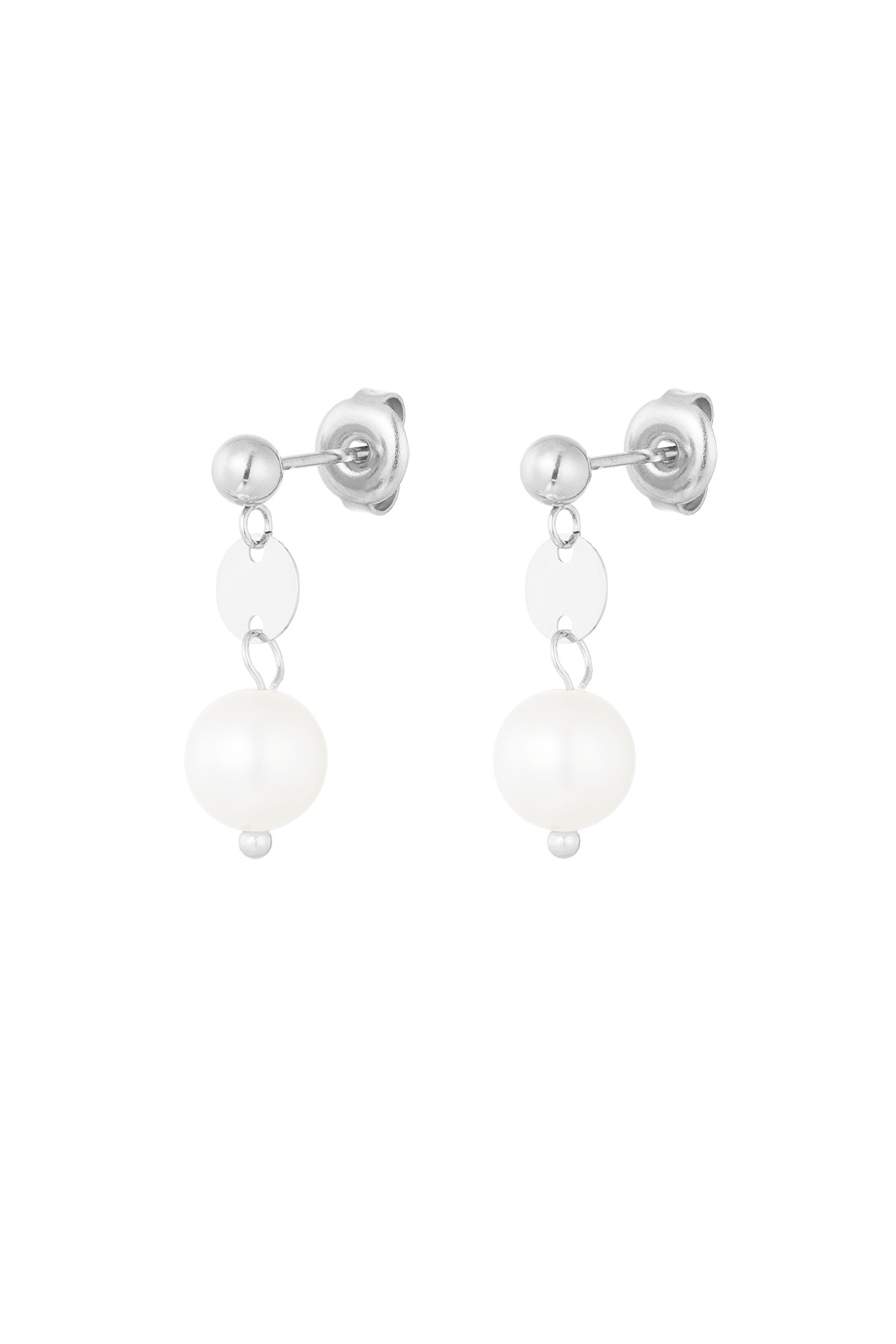 Earring with small pearl pendant - silver h5 