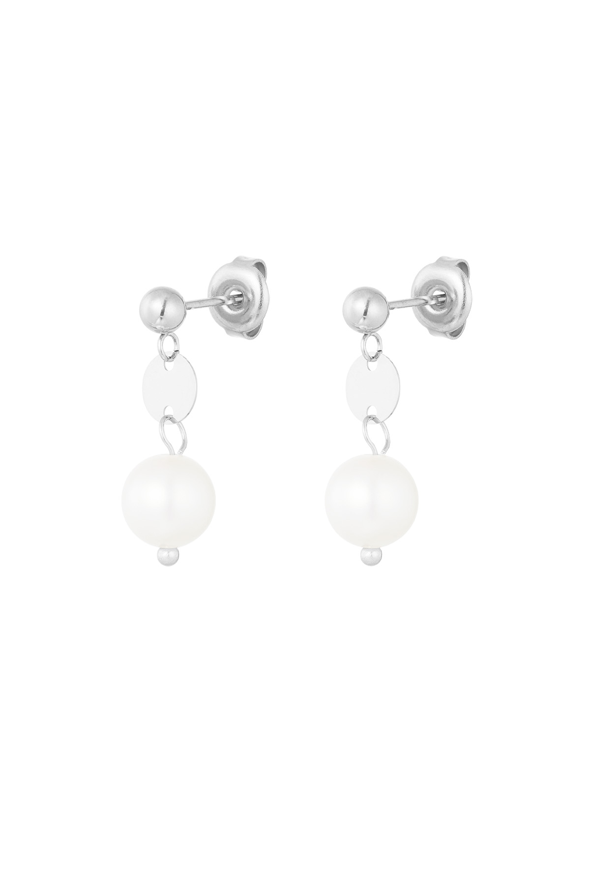 Earring with small pearl pendant - silver 