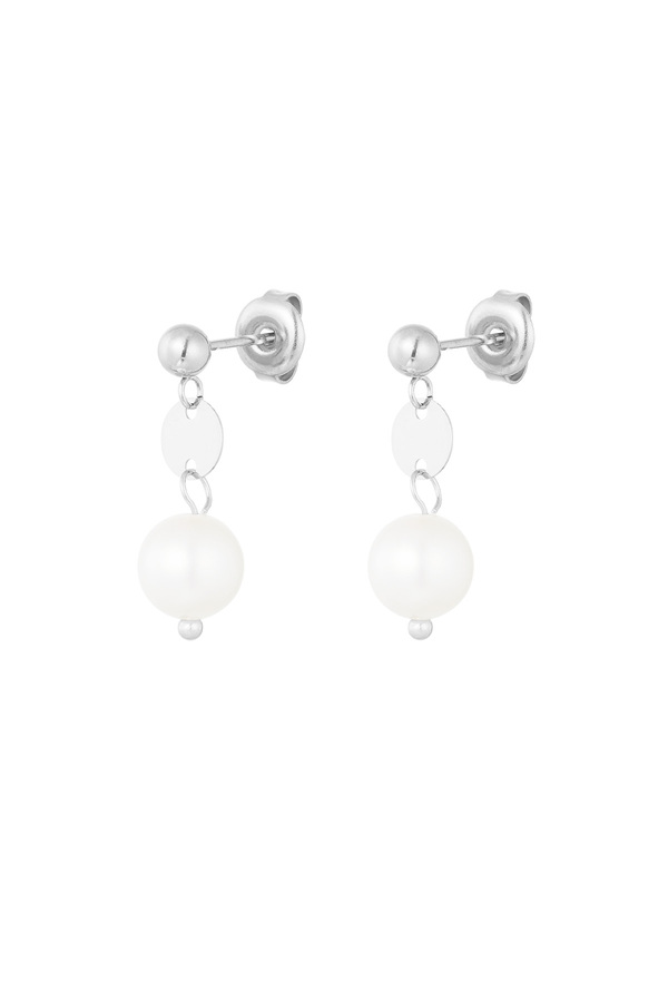 Earring with small pearl pendant - silver