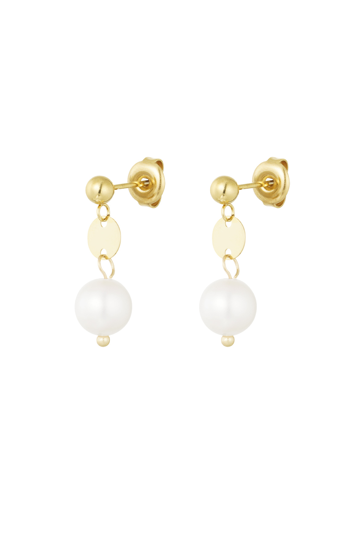 Earring with small pearl pendant - Gold color