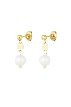 Earring with small pearl pendant - gold h5 