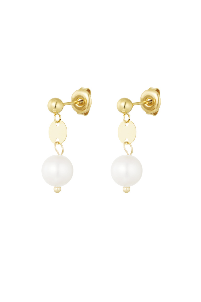 Earring with small pearl pendant - gold 