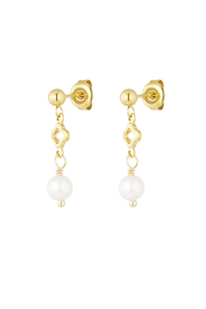 Ohrringe mit Klee- und Perlenanhänger – Gold h5 