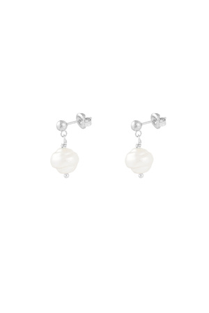 Earrings pearl charm - silver h5 