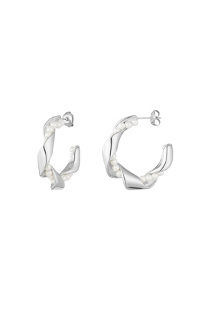 Pendientes de perlas retorcidas - plata h5 