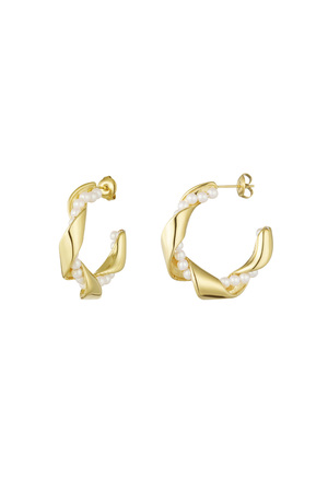 Boucles d'oreilles perles torsadées - doré h5 