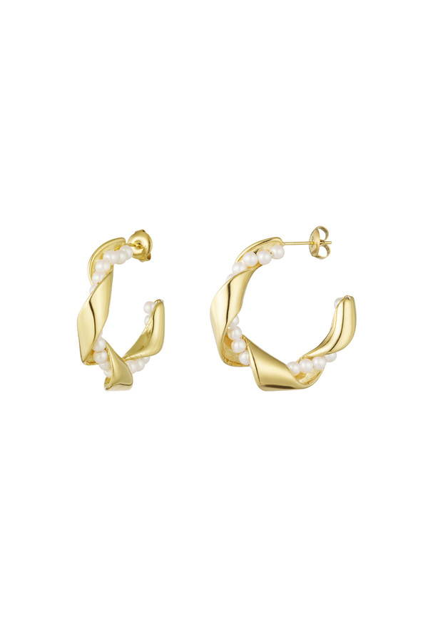 Twisted pearl earrings - gold
