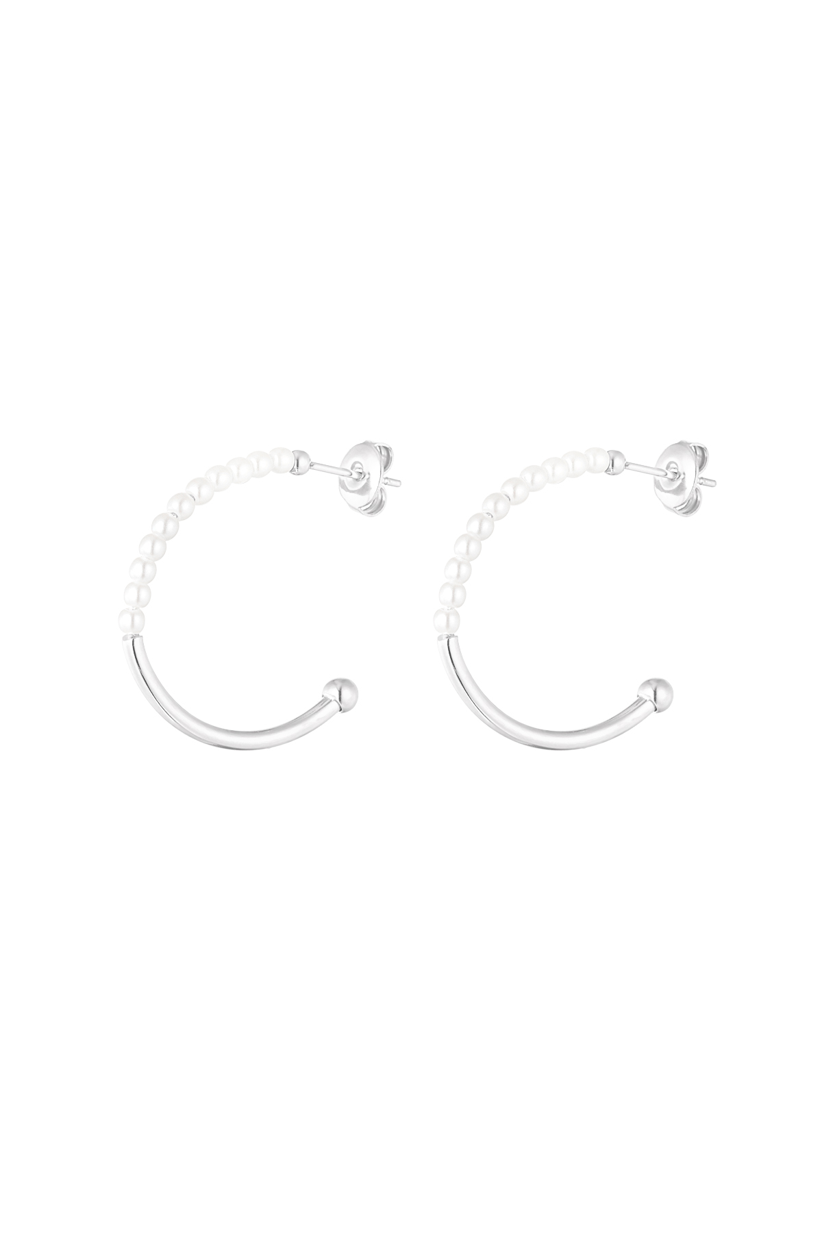 Boucles d'oreilles rondes demi perle - argent h5 