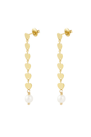 Ohrring mit Herzanhänger und Perle - Gold h5 