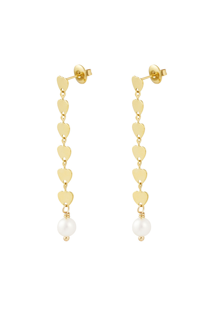 Earring with heart pendant and pearl - gold 