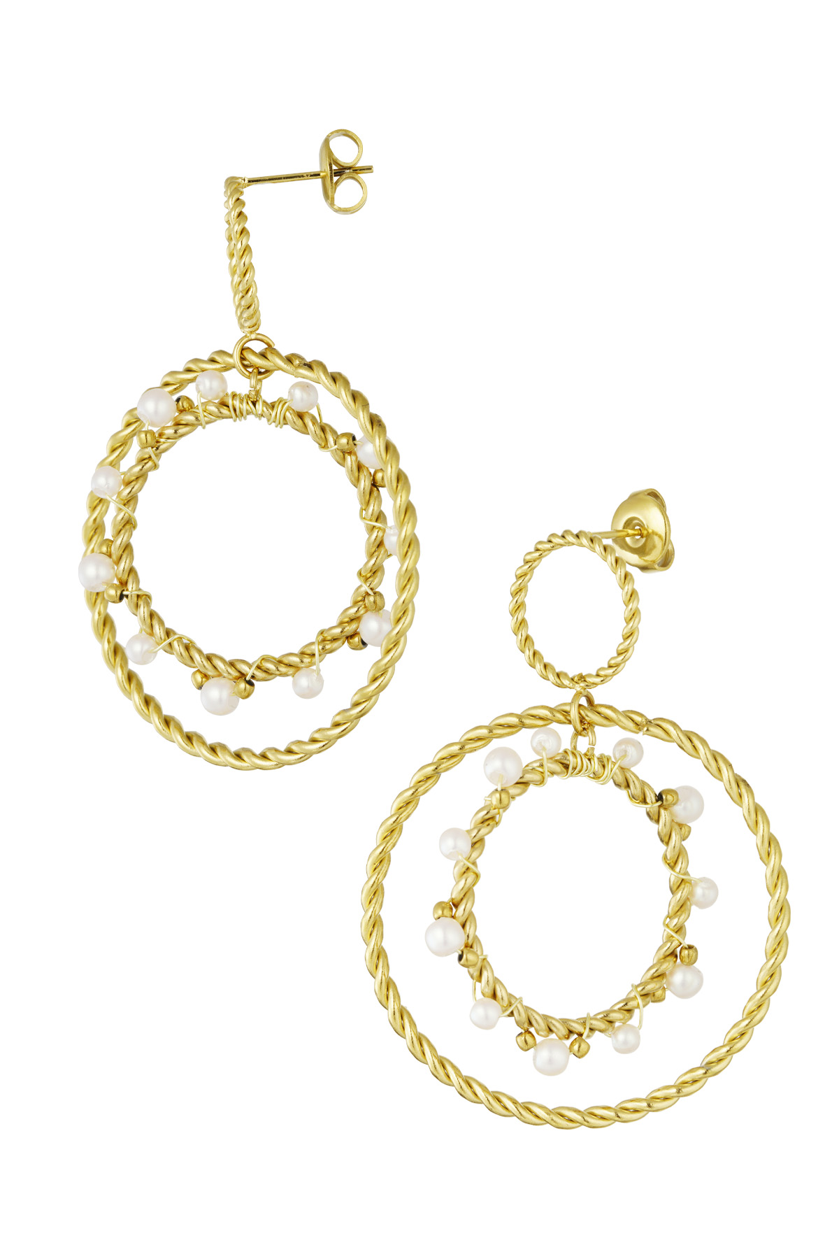 Earrings with round pendants - Gold color 2