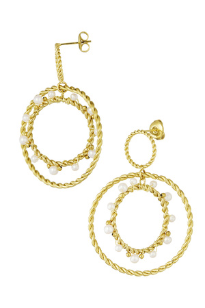 Earrings with round pendants - gold h5 