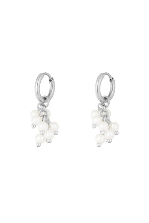 Earring with pearl bobbin - silver  h5 